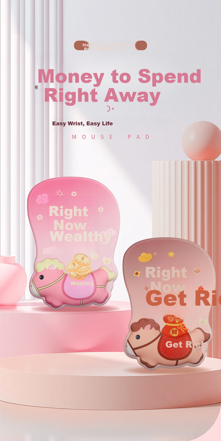 KPTE "Instant Wealth" Ergonomic Wrist Support Mouse Pad Wrist Rest Silicone Non-Slip Wrist Protector for Women 1