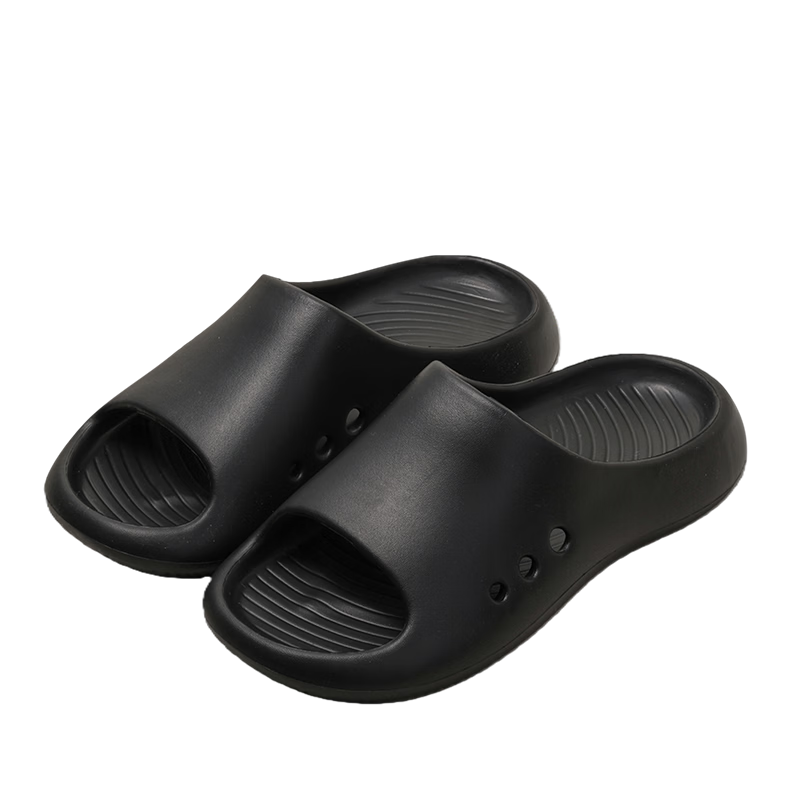 MINISO Women's EVA Slippers Soft Comfortable Indoor Non-Slip Bathroom Shower Slippers Men's Dark Space Black Size 40-41