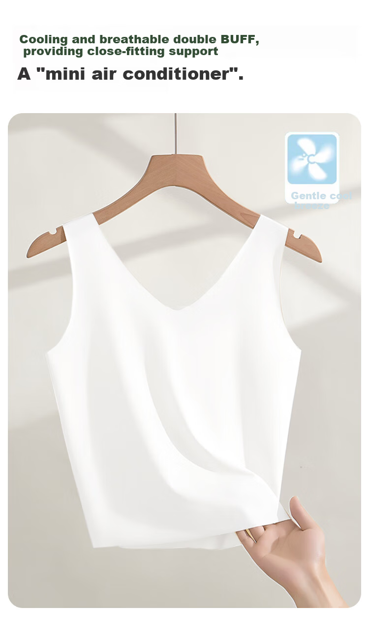 MiiOW Ice Silk Seamless Women's Camisole Vest [Cooling and Anti-See-Through] Summer Short Crop Top 2 White M 5