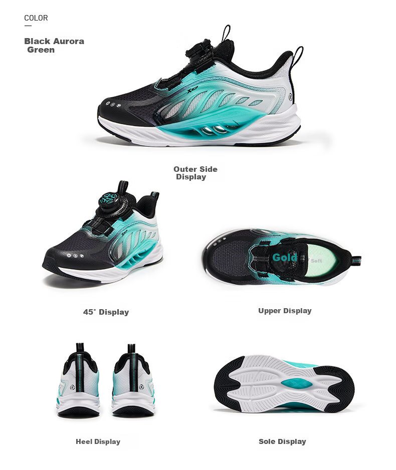 XTEP Kids Toddler Sports Shoes with Twist Button Lightweight Protective Running Shoes Black/Prussian Blue Size 33 28