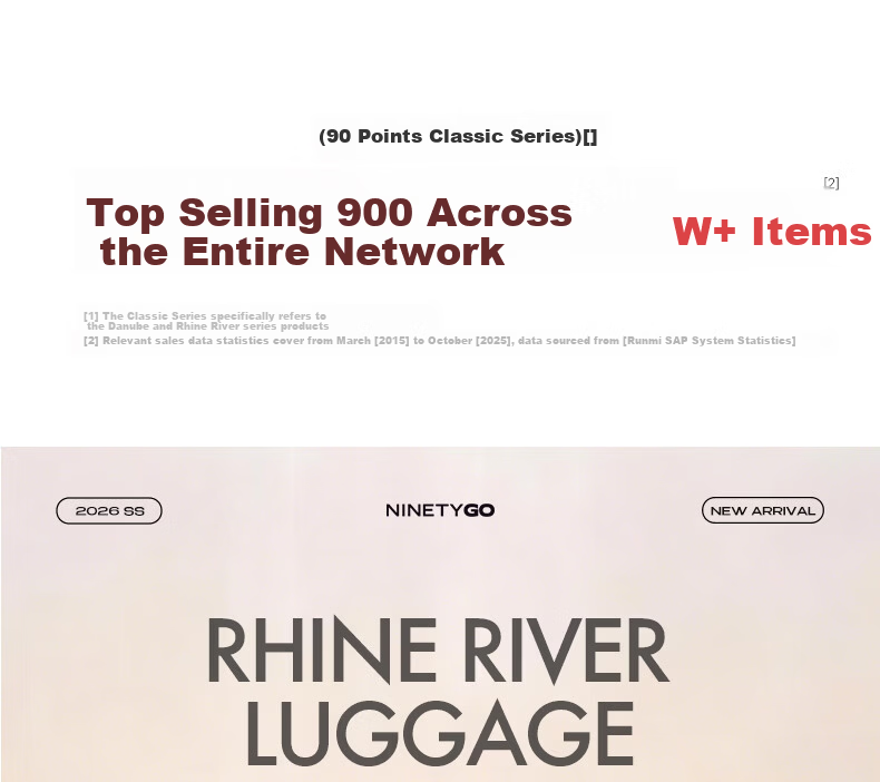 90 Points Luggage 28 Inch Rhine Classic 2026 New Trolley Large Capacity Travel Suitcase with Password Lock Titanium Gray 1