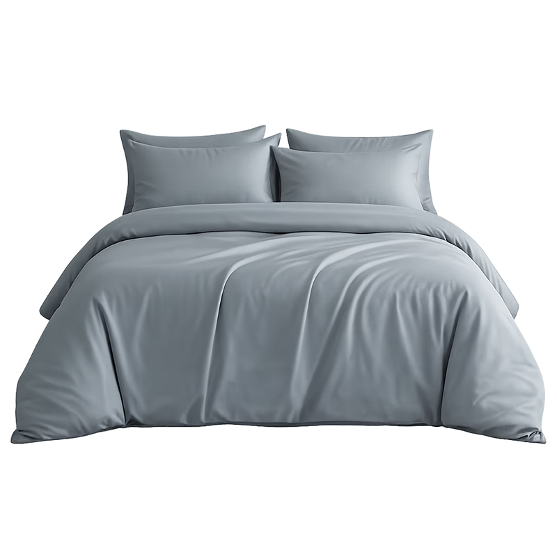 MUJI Origin Series 60-Count Xinjiang Cotton Four-Piece Set Ultra-Soft Class A Antibacterial Pure Cotton Bedding Set 1.8/2.0m Bed Glacier Blue