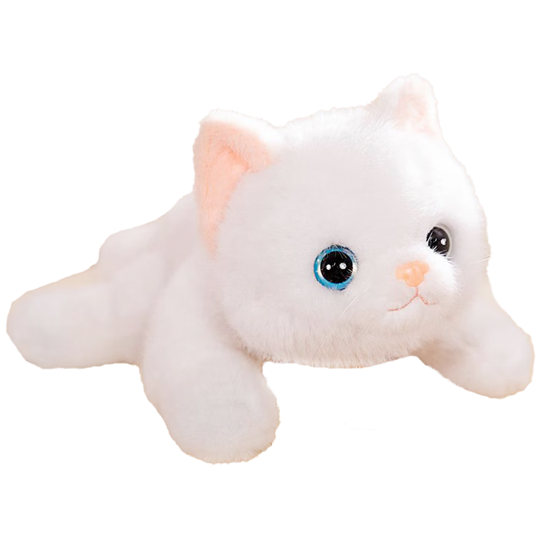 WELTSTON Plush Toy Cat Doll Stuffed Animal Pillow Gift for Girls' Birthday Present, White Cat Figurine