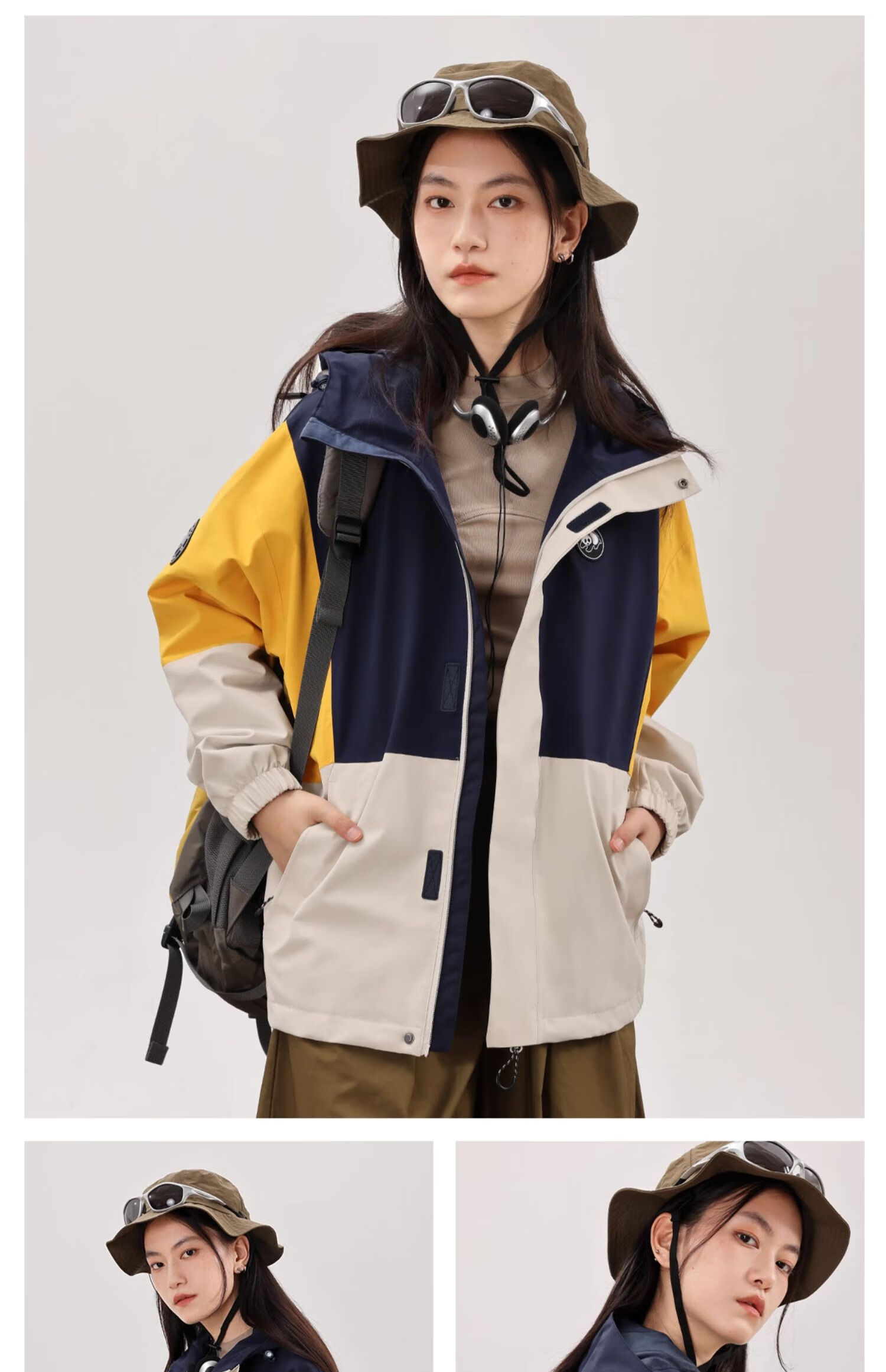 CAMEL Panda Series Triple-Protection Windbreaker Hard Shell Jacket Outdoor Mountaineering Coat AA12235456 52