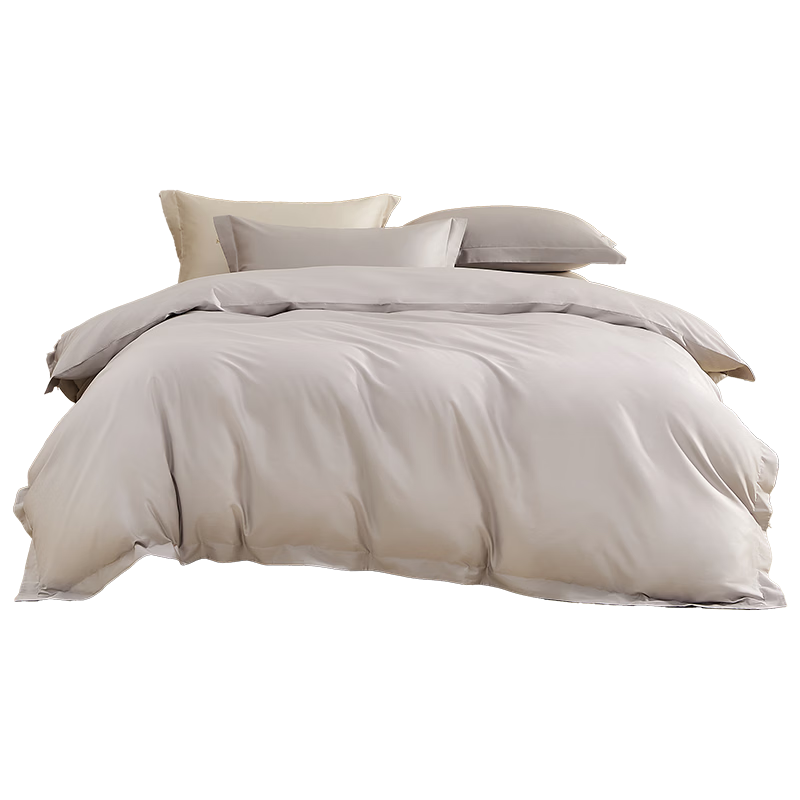 Mercury Home Textile 4-Piece Bedding Set 60S Long-Staple Cotton 100% Pure Cotton Class A Fitted Sheet Duvet Cover Double Luxury Spring Summer New 1.8m Bed - Frost Gray