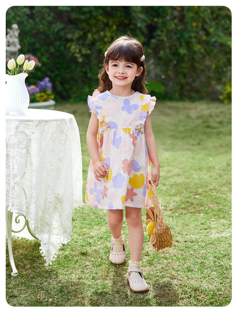 JELLYBABY French Series 2026 Summer New Children's Dress Girls' Floral Sleeveless Princess Dress 32
