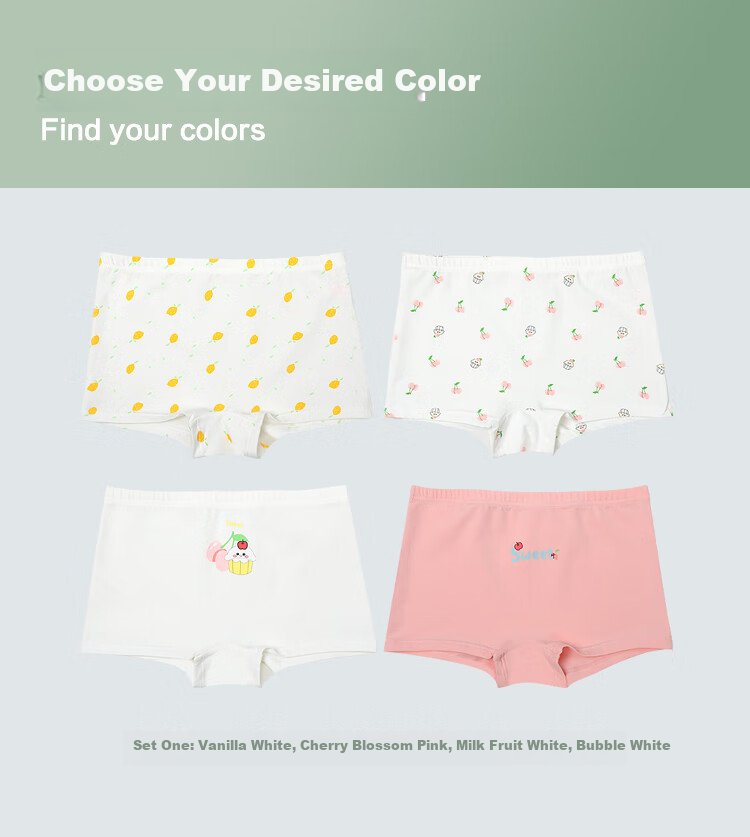Hodohome Children's Underwear, Girls' 7A Antibacterial Pure Cotton Crotch Triangle Shorts, Girls' Cotton Spandex Cartoon Breathable Panties, 306 150 13