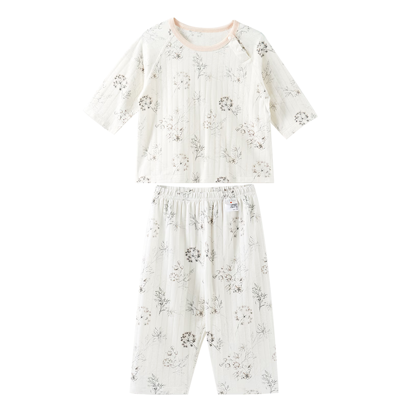 ELLE BABY Baby Sleepwear Fruit Pattern Spring Summer Two-Piece Air Conditioning Suit Children's Pure Cotton Homewear Plant Series 100