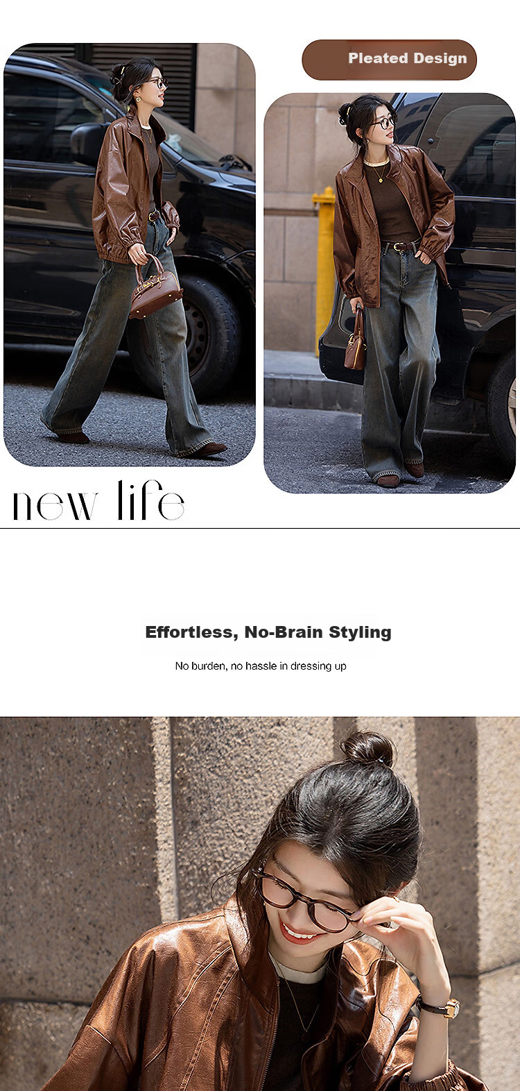Demana [Hong Kong Style Time] Autumn Vintage Retro Old Coin Design Wrinkled Lapel Loose Small Size Women's Jacket 3
