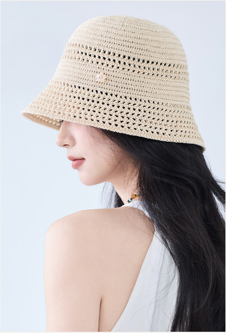 JIUMU Women's Linen Sun Hat Sunshade Fisherman Hat Cotton Cool Hat Summer Outdoor Face Covering Beach Vacation Hat 17