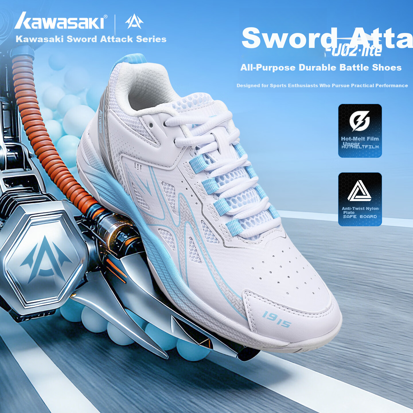 KAWASAKI Unisex Lightweight Professional Badminton Shoes Non-Slip Shock Absorption Training and Competition Sneakers for Students Beginners