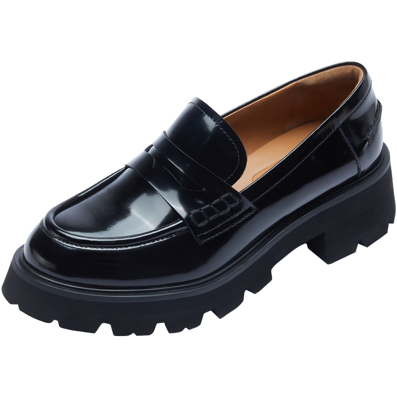 Le Saunda Family Spring And Summer New British Retro Chunky Heel Loafers for Women 45301, Vintage Brown BRB, Size 36