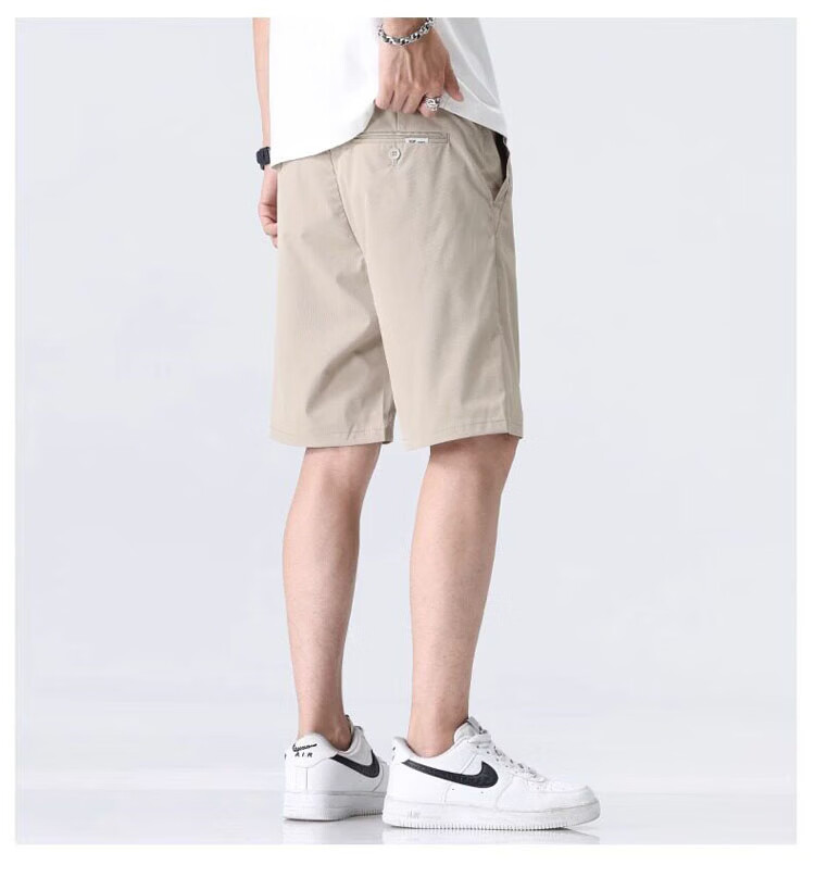 ROMON Men's Summer Thin Business Casual Straight Five-Point Khaki Shorts M 8