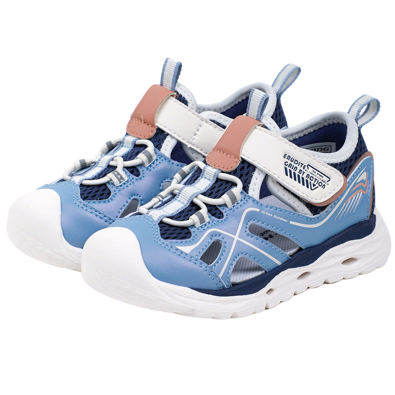 DR路KONG Toddler Walking Shoes Summer Boys and Girls Outdoor Lightweight Durable Kids Sports Shoes 2S14B2009AM Blue/Beige Size 25