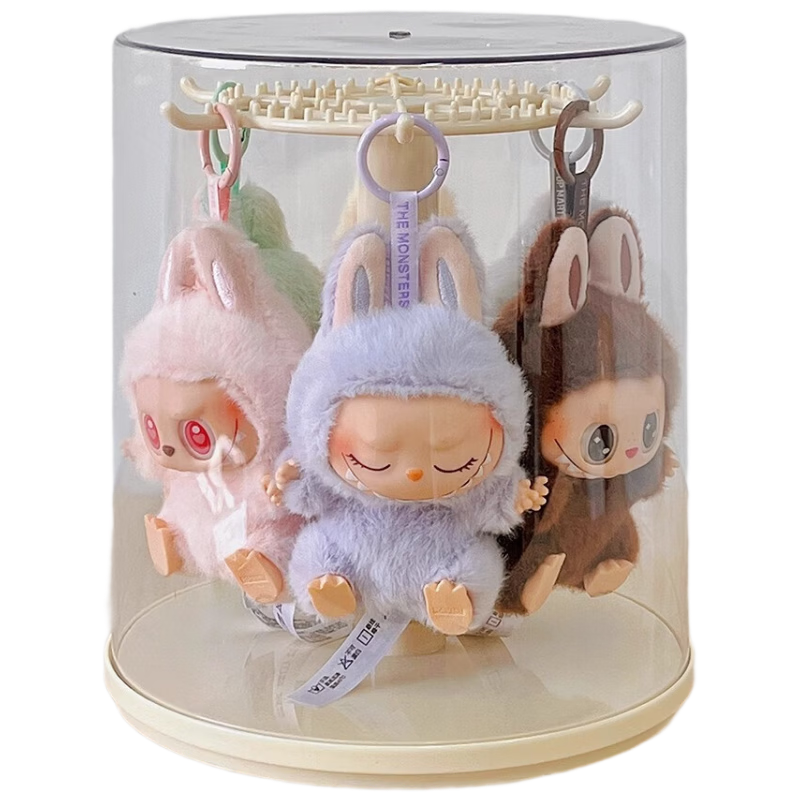 EACHY Labubu Hanging Pendant Display Box Rotating Transparent Labubu Plush Doll Figurine Blind Box Storage Display Stand