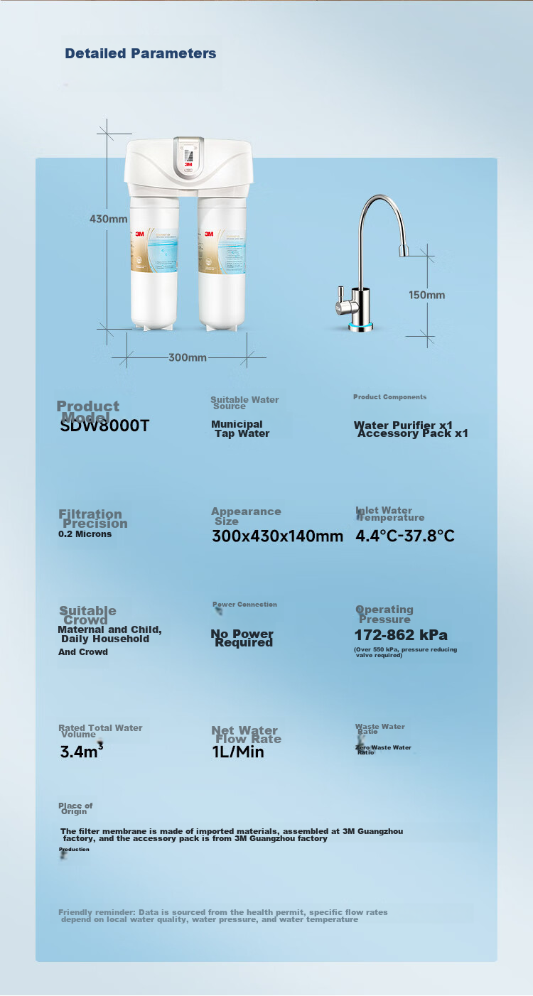 3M Water Purifier, Household Water Filtration System without Tank, Zero Wastewater And Mineral Residue, Direct Drinking Smart Filter, Shuhuquan SDW8000T-CN 10