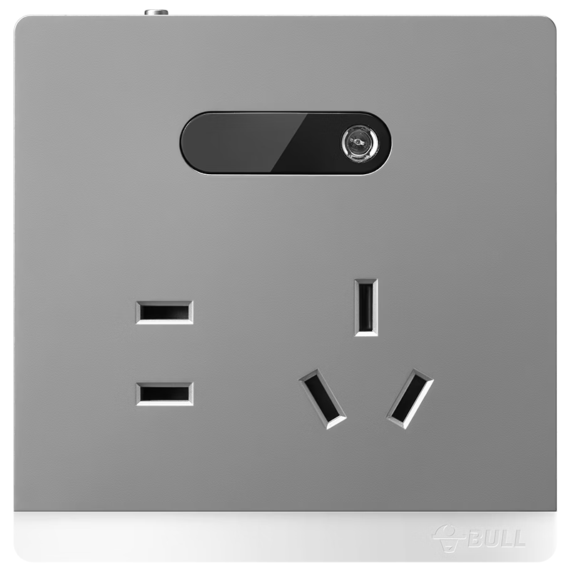 BULL Switch Socket Night Light Five-Hole Socket with Night Light Ground Foot Lamp 86 Type Panel GTLZ223 Gray