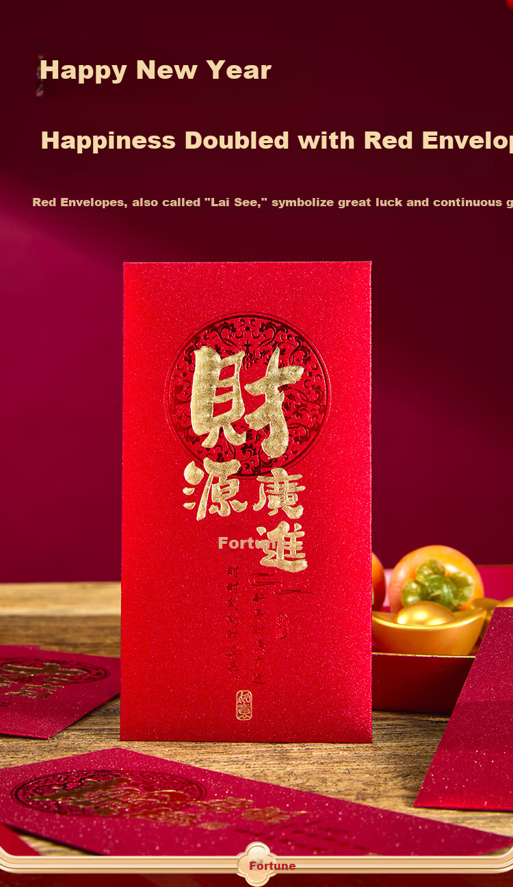 JD Jingzao Year of the Horse 2026 Red Envelope Lucky Money Pack 6 Gold Glitter Paper Thousand Yuan Blessing Wedding Gift Money Packet 2