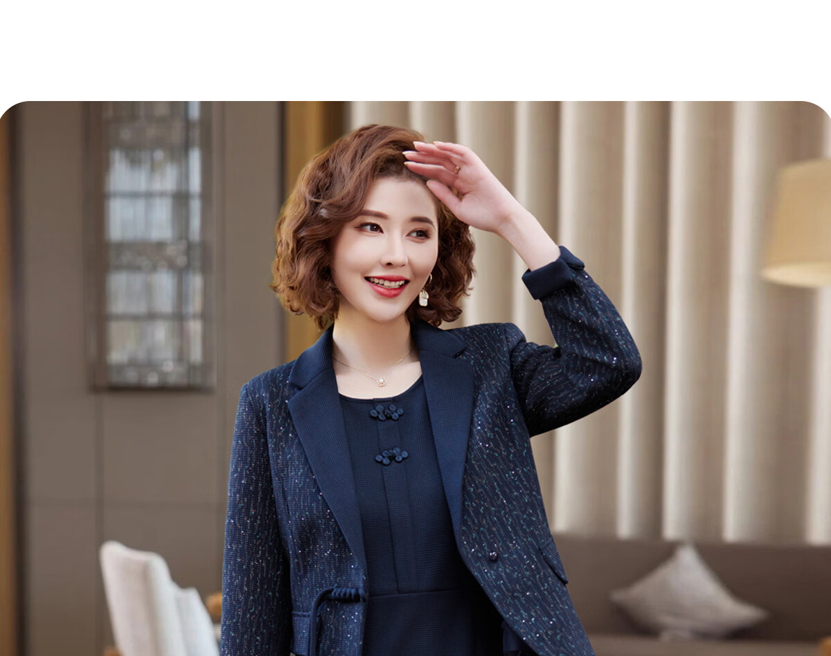 Yuzhaolin Middle-aged and Elderly Women's New Year Red Mom Dress Set Elegant Lady Formal Outfit Y51K109 21