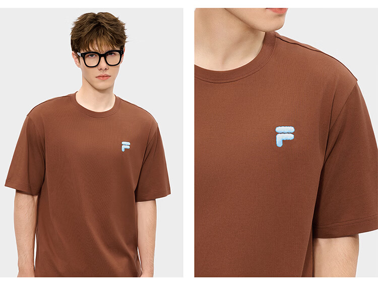 FILA FUSION Trendy Couple's Knitted Short Sleeve Shirt 2026 Summer Loose Fit Cool Cotton T-Shirt 67