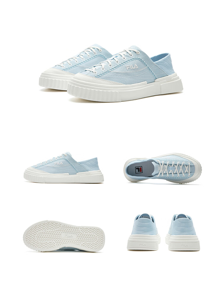 FILA LOOP 1S Women's Canvas Shoes Colorful Terraced White Slip-On Spring Summer Casual 50