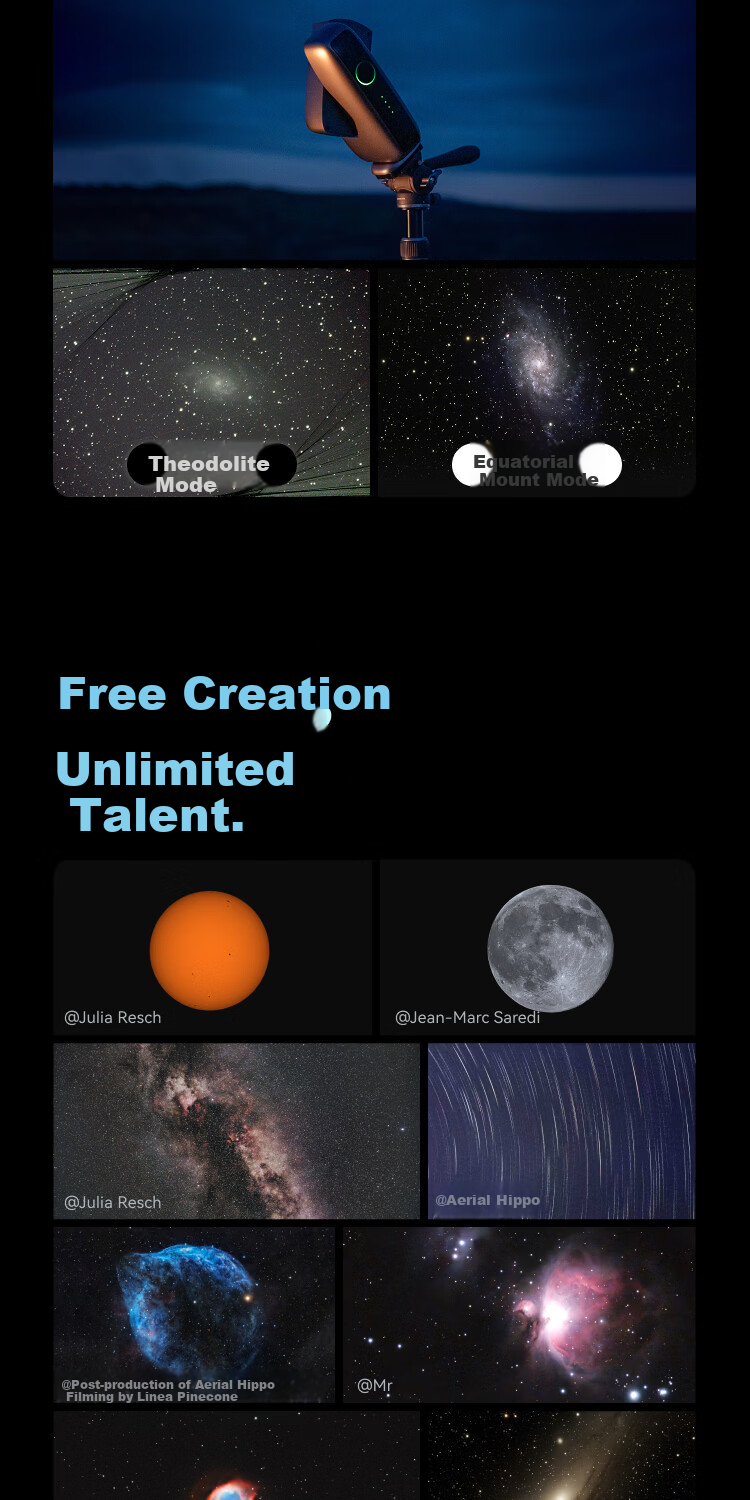 DWARFLAB DWARF Mini Smart Astronomical Telescope Equatorial Mount Mode Nebula Sun Moon Milky Way 7