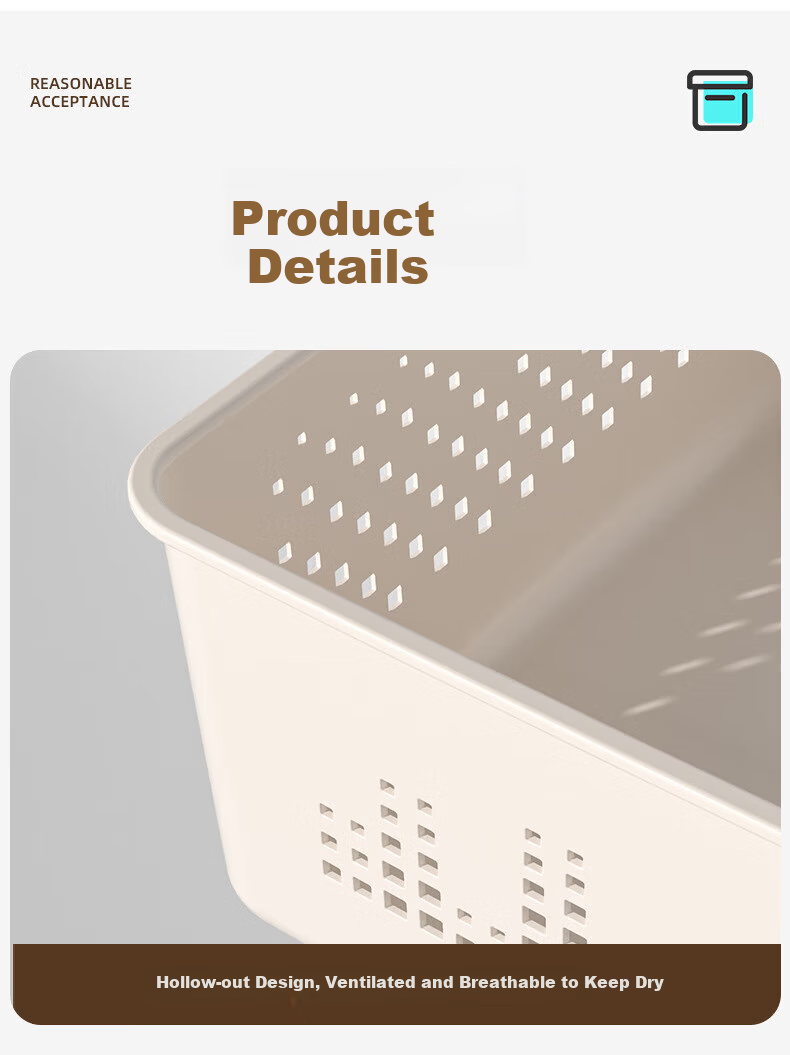 Ubility Off-White Minimalist Storage Basket File Frame Hollow Plastic Storage Box 12