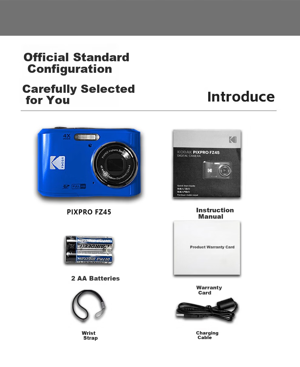 KODAK FZ45 Digital Camera 16.35MP 4x Optical Zoom Student Birthday Gift Campus HD Travel Alternative CCD Red Kit (Camera + 32GB Card + Card Reader + Bag) 10