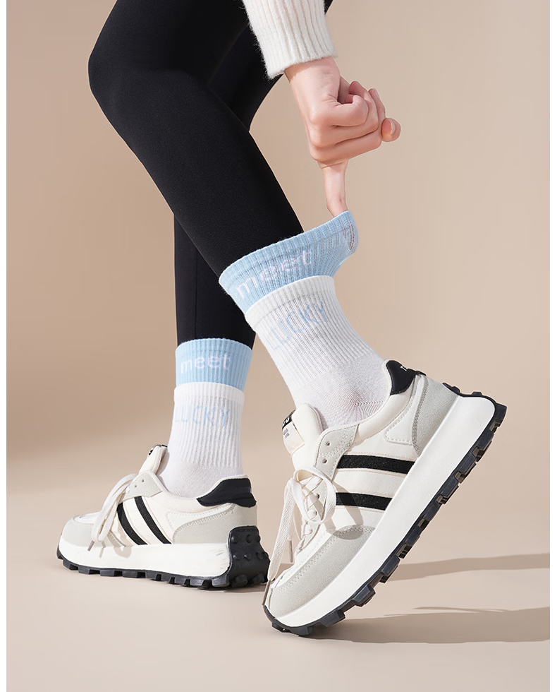 361° Spring Summer New Women's Antibacterial Breathable Sweat-Absorbing Mid-Calf Casual Running Sports Socks Pink 4-Pack 4