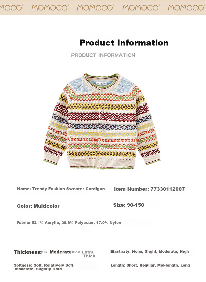 Mamimaka Boys Cardigan Sweater Jacket Children's Autumn New Trendy Fashion Floral Cardigan 90cm 3