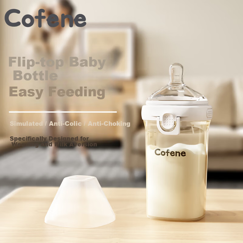 Cofene Baby Flip-top Anti-Colic Bottle 0-3 Months Newborn PPSU Wide Neck Breast-like Nipple 240ml
