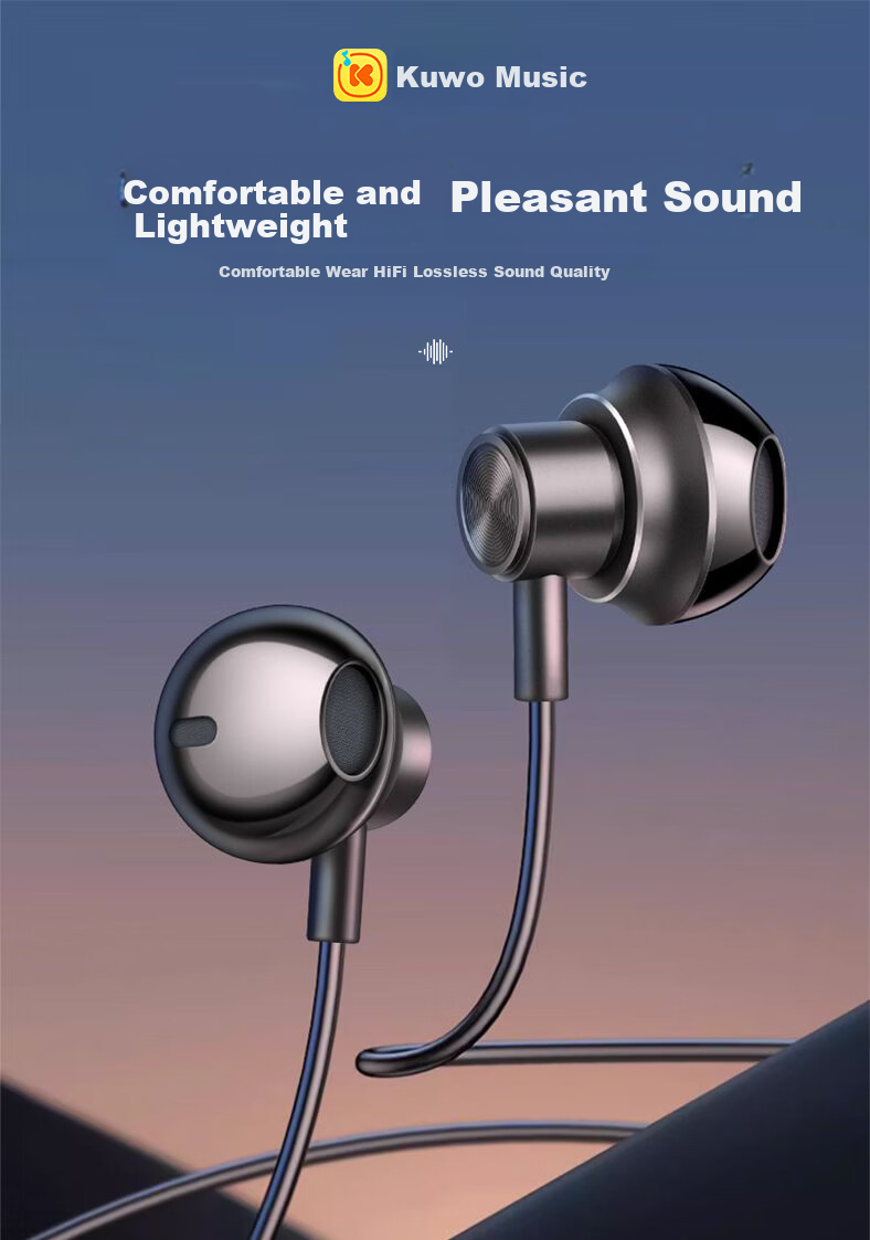 K KY30 Semi-In-Ear Wired Earphones with Inline Control, Type-C Connector, Compatible with Computers, Laptops, and Smartphones, Black 1