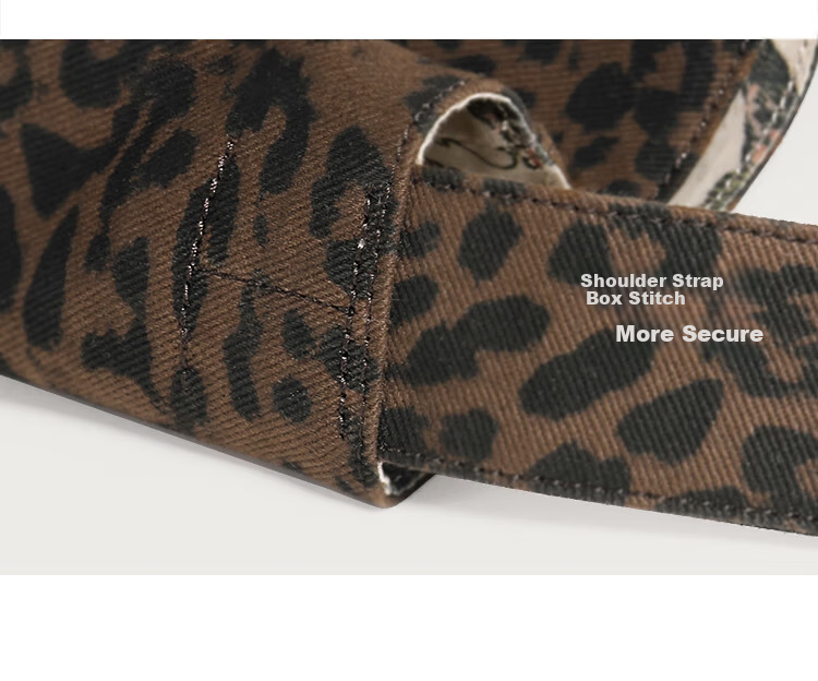 Miaodi Relaxed Lazy Style Leopard Print Large Capacity Double-Sided Shoulder Commuter Canvas Tote Bag Women's Underarm Hobo Bag 18