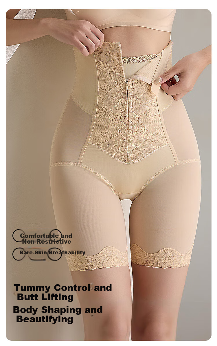 Tingmei High-Waist Zipper Butt-Lifting Tummy Control Postpartum Seamless Strong Shaping Slimming Body Shaping Waist Shaping Panties for Women 1