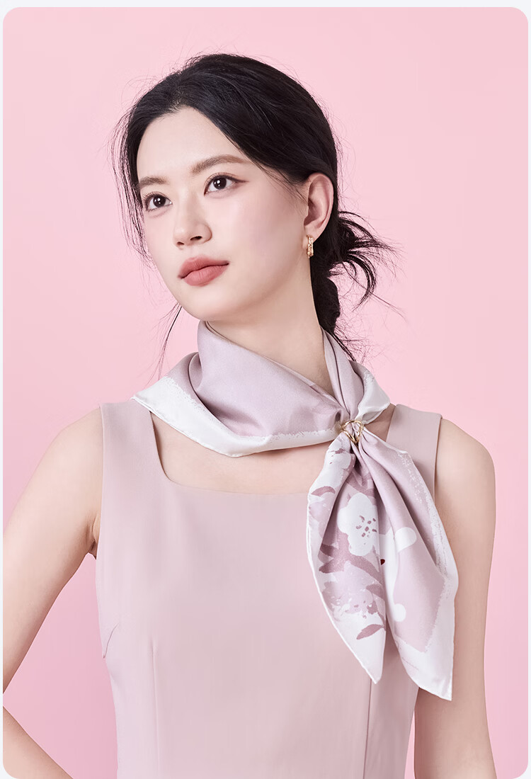 JIUMU 100% Mulberry Silk Scarf, Square Shawl for Women, Valentine's Day Gift for Girls, Birthday Present, Gift Box Packaging 17