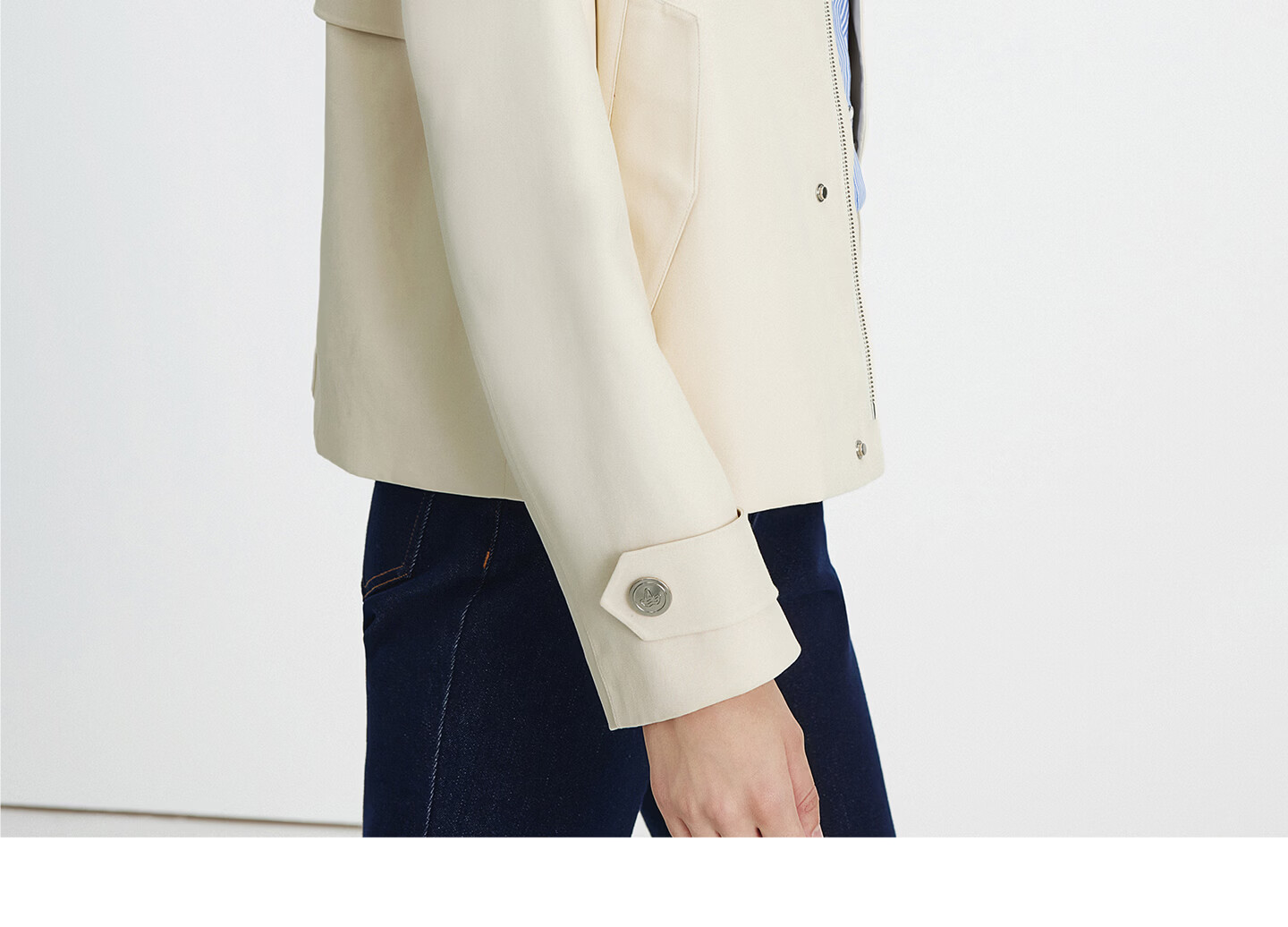 NaviKeel Italy Small Sailboat Women's Short Workwear Trench Coat Full Cotton Barn Style Jacket 2331505501 Blue L 39