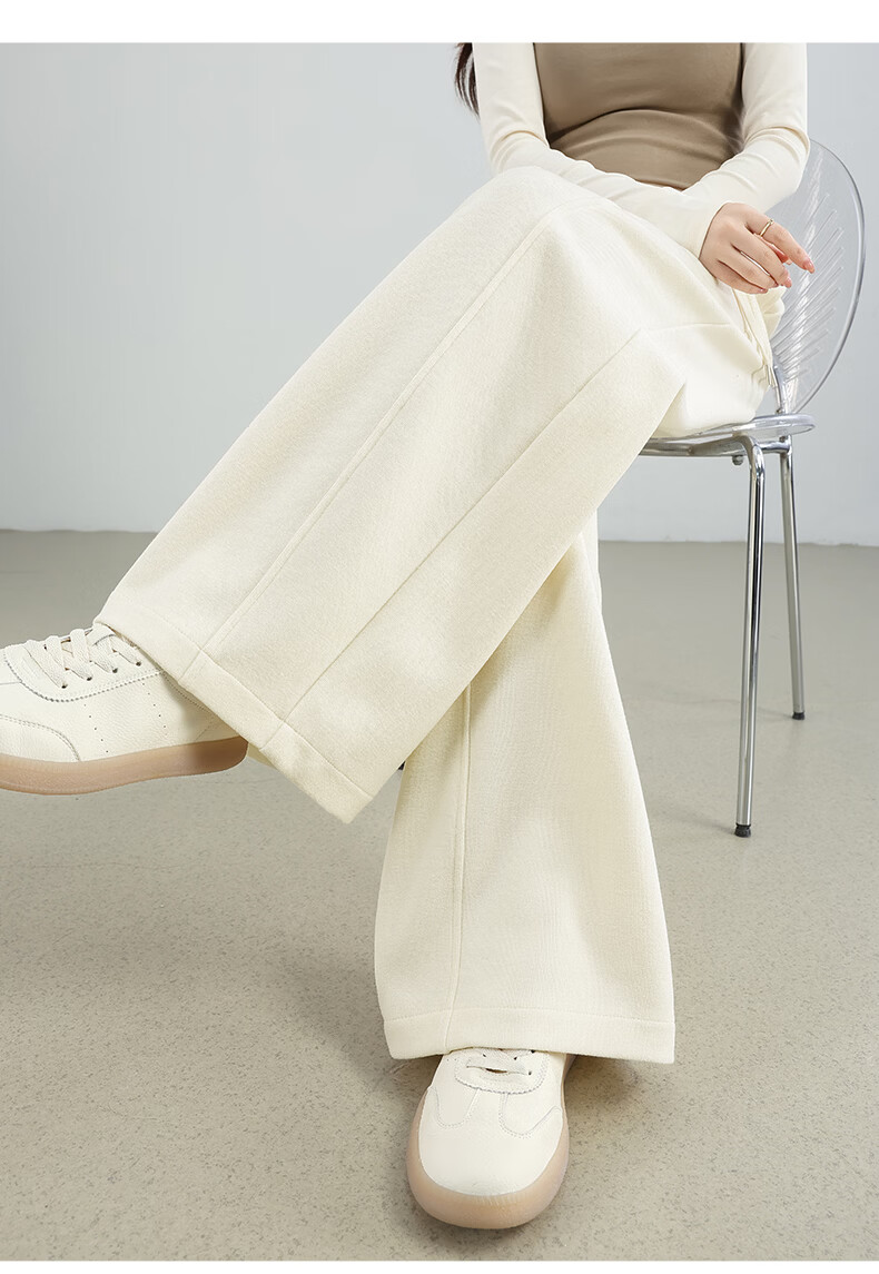 Langsha Glutinous Rice Curved Leg Pants Women Spring 2026 Wide Leg Straight Loose Comfortable Slim Casual Sweatpants 21