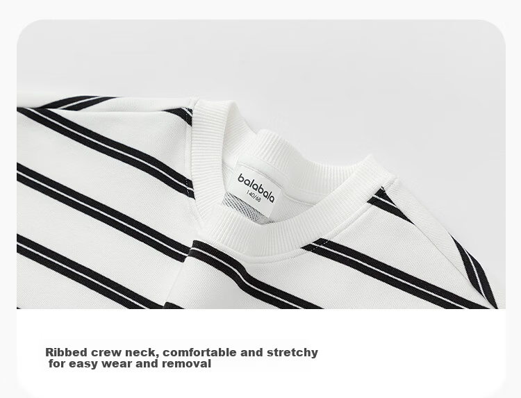 Balabala [balaOne] Kids Long Sleeve Hoodie Boys Girls 2026 Spring Striped Top Trend 4