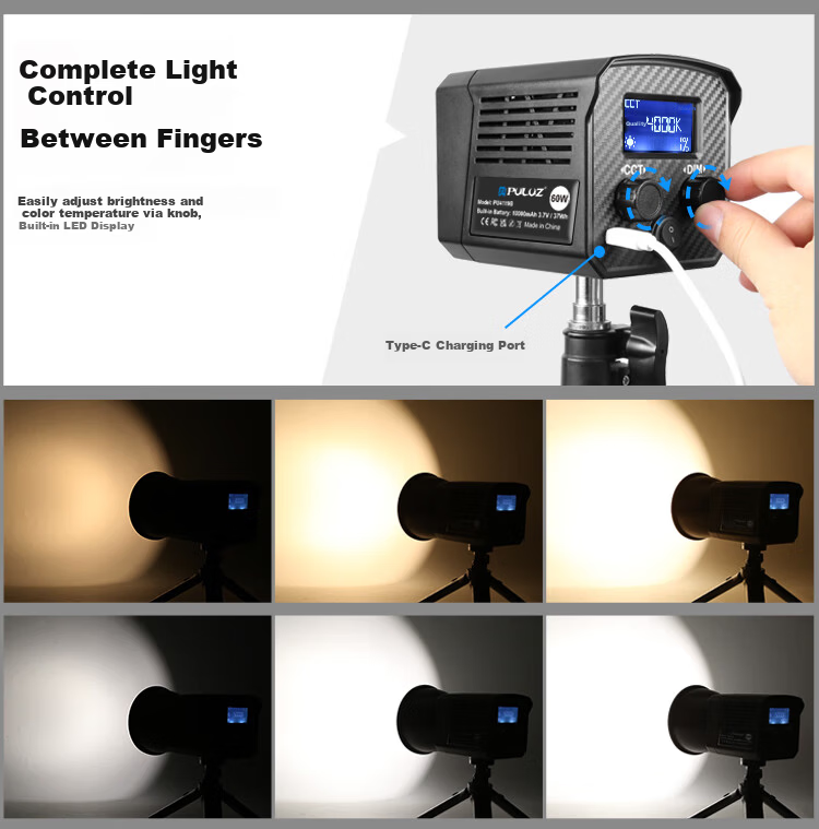 Pangniu 60W COB Handheld Photography Live Streaming Light Vlog Video Recording Bi-color Fill Light PU4119B Live Streaming Photography Light 8