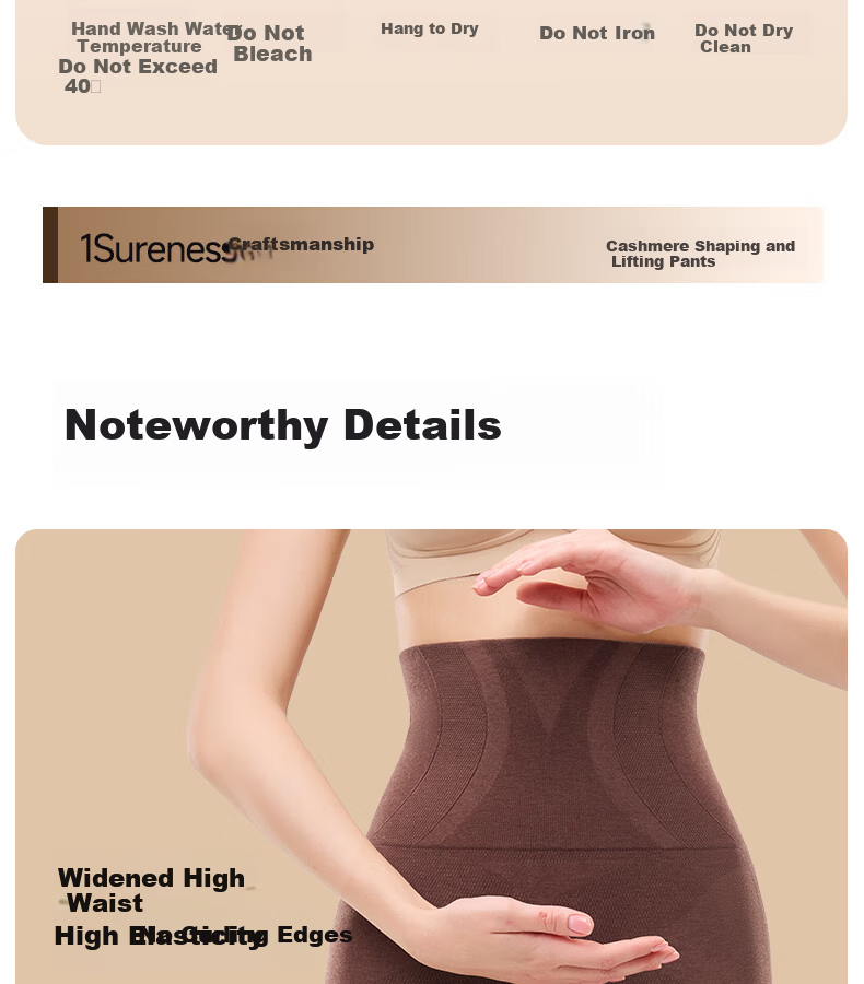 GRACEWELL High-Waist Autumn Winter Women's Cashmere Thermal Shaping Seamless Heat Retention Tummy Control Hip Lift Slim Fit Leggings Coffee XL 20