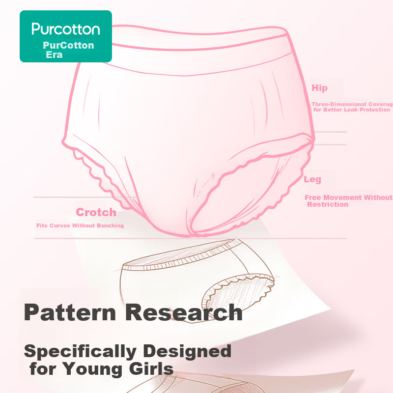 PurCotton Era [Recommended by Lu Yuxiao] Nice Princess Girls' Sleep Pants Sanitary Napkins M Size 12 Pieces
