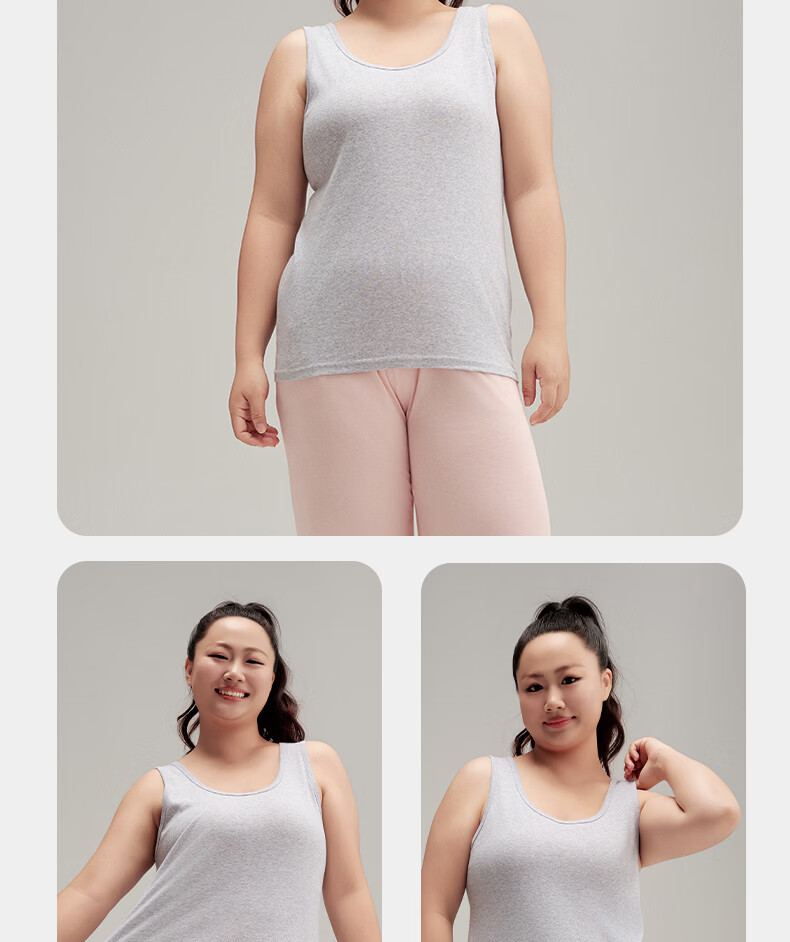 Yiershuang Plus Size 100% Cotton Women's Vest 2-Pack Odor-Resistant Breathable Cotton Tank Top for Plus Size 15