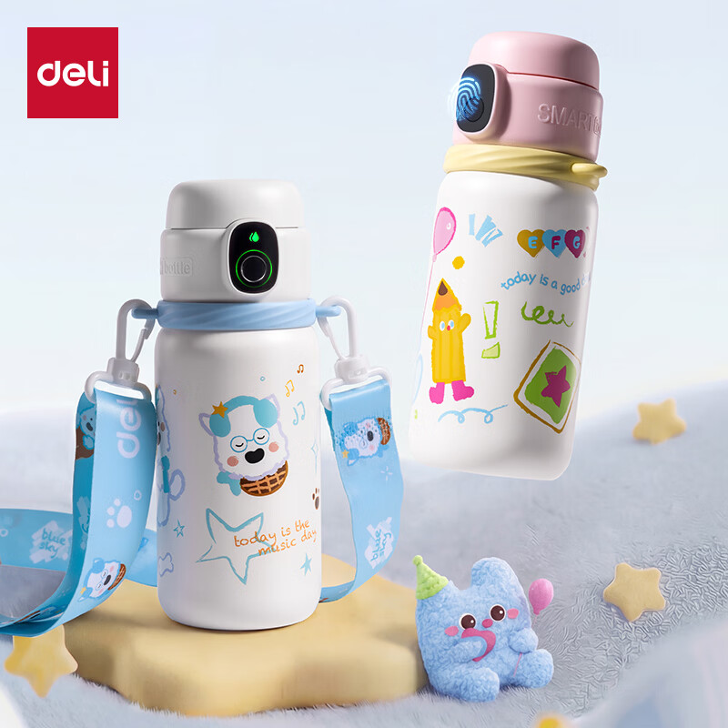 Deli JD Exclusive Children's Smart Fingerprint Insulated Cup Dual Lid 316 Stainless Steel Unisex 580ml Water Bottle