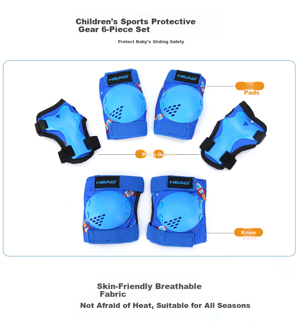 Haide Kids Roller Skating Protective Gear Helmet Knee Pads Elbow Pads Wrist Guards Bicycle Skateboard Balance Bike Protective Set Blue M 9