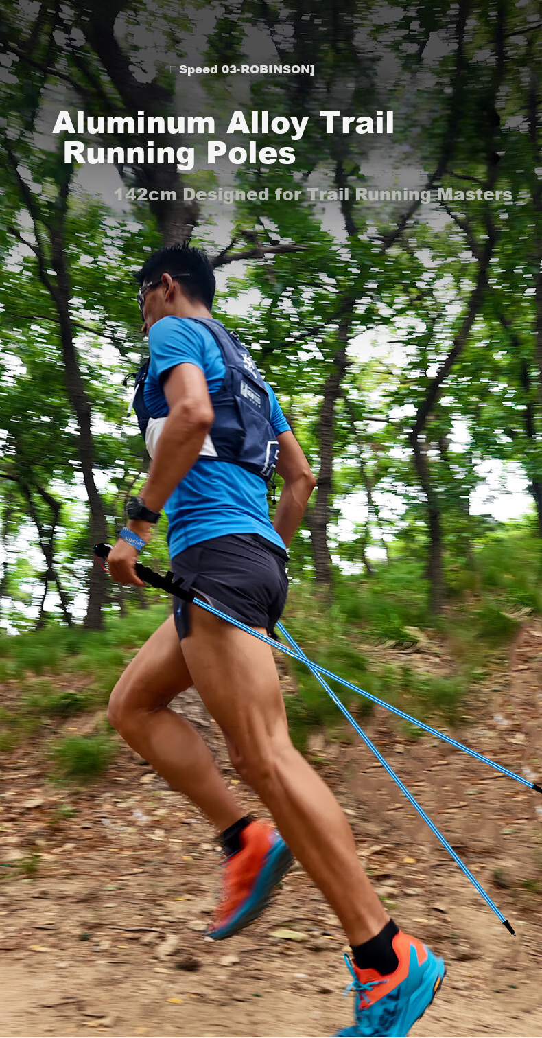 Robinson Aluminum Alloy 4-Section Folding Trekking Pole Ultra-Lightweight Trail Running Hiking Stick for Men and Women Professional Mountaineering Deep Blue 110cm 1