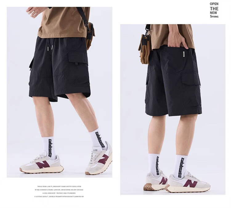 JEEP SPIRIT Men's Ice Silk Quick-Dry Shorts Summer Thin Loose Casual Sports Versatile Five-Point Pants Dark Gray M 4