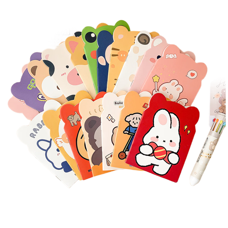 Ruoyu 20 Cute Cartoon Small Notebooks Study Stationery Notepad Pocket Notebook High-Value Mini Gift Kindergarten Graduation Gift