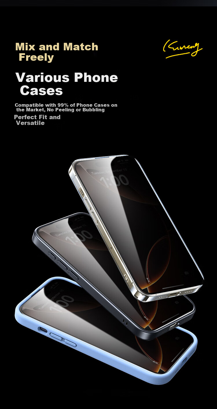 KOOLIFE 28° Privacy Screen Protector with Premium Corning Glass for iPhone 16 Plus - Anti-Peeping Privacy Film, Dust-Free Installation 8