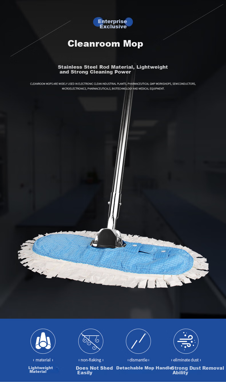 WK Anti-Static Dust-Free Mop Ultra-Fine Fiber Dust-Free Cloth Head Clean GMP Dust-Free Room Laboratory Cleanroom Flat Mop 45*17cm [Mop Replacement Cloth, Stock Available] 1