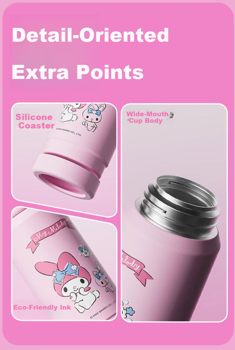 BEDDYBEAR Children's Double Drinking Insulated Bottle Portable Straw Water Cup Student School Carrying Water Bottle 510ml Duoduo Kuromi 12